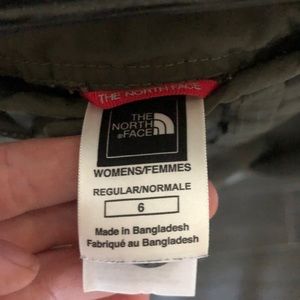 The North Face army green adjustable length hiking pants